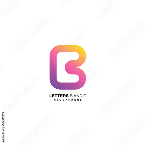 letter b and c logo design line gradient color