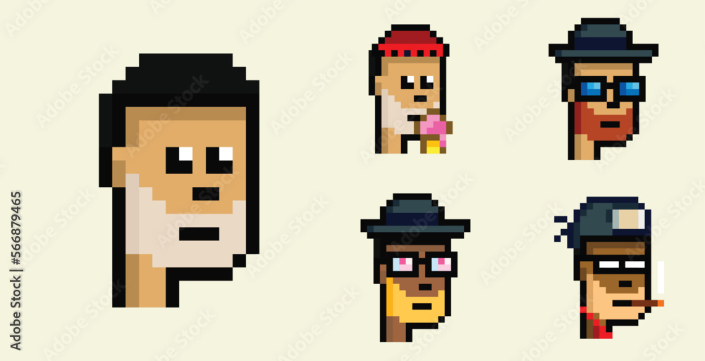 pixel art male character with assets attribute hat, glasses, cigarette and jewelry pixel art male character with assets attribute hat, glasses, cigarette and jewelry