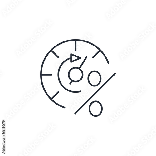 Acceleration indicator and percentage. Development process. Vector linear icon isolated on white background.
