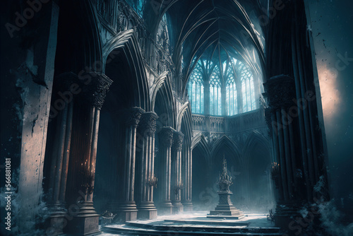 Gothic cathedral interior Generative AI