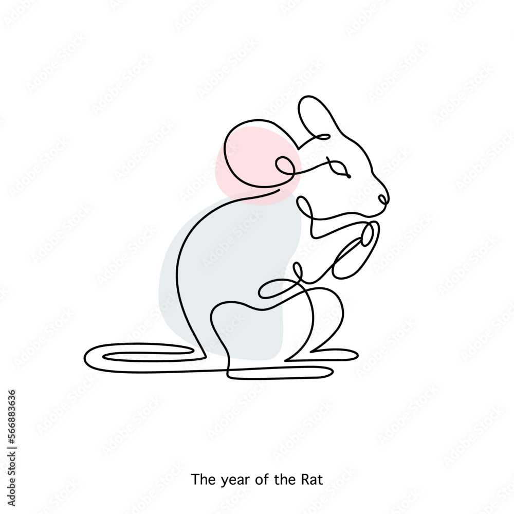 Rat Chinese Zodiac Sign in minimal line art style Rat Chinese Zodiac Sign in minimal line art style