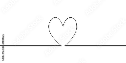 Continuous line drawing of heart on transparent background.