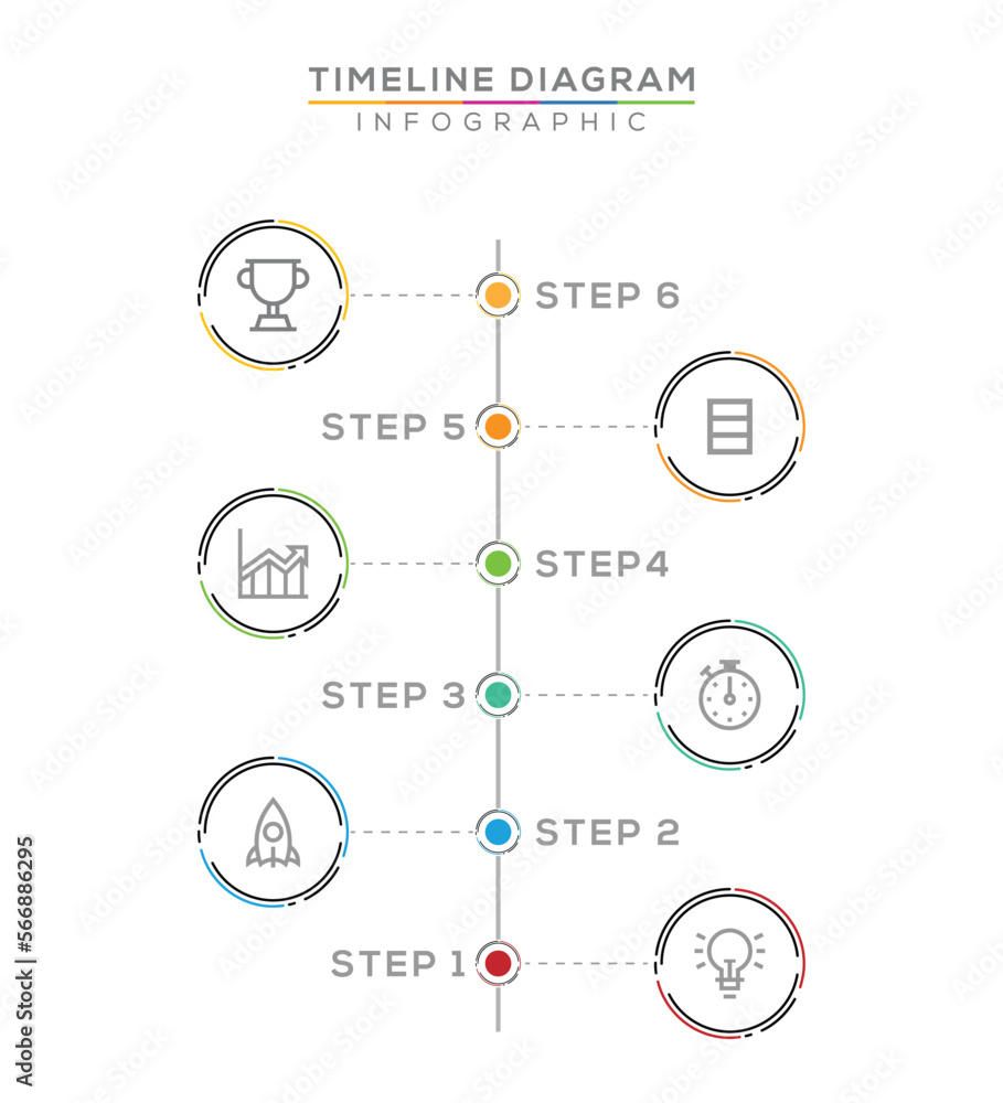 Infographic 6 Steps Modern Timeline Diagram With Buil 7607