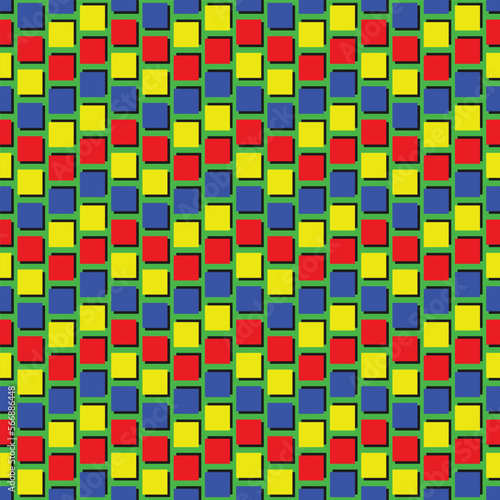 retro 80s colorful square geometry in seamless pattern, paper, print, background