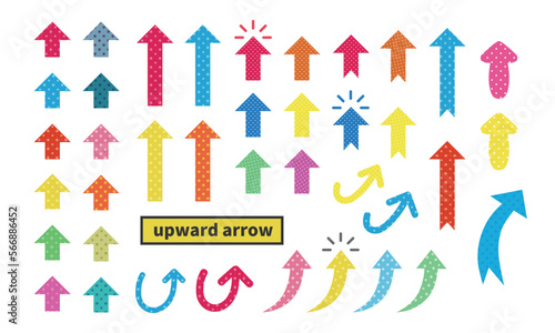 Set of various dotted arrow symbols with different colors. Vector illustration isolated on white background.