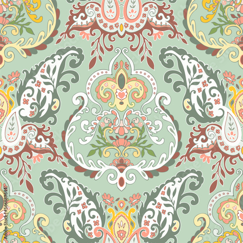 Abstract floral seamless pattern with foliage
