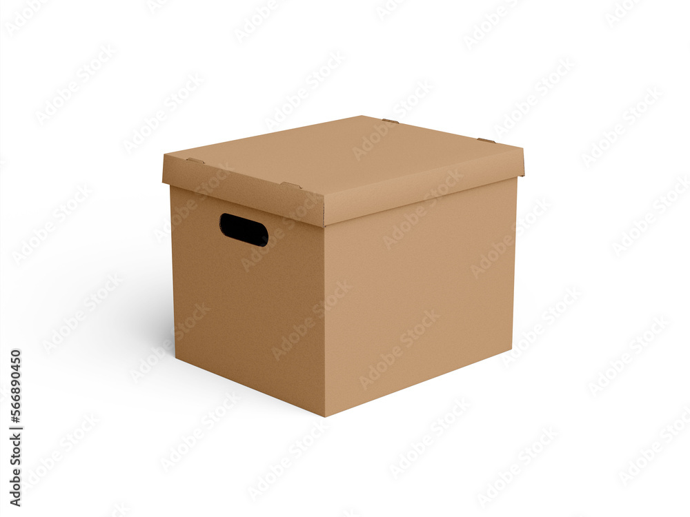 Side View Storage Box Isolated Realistic Mockup  in White Background