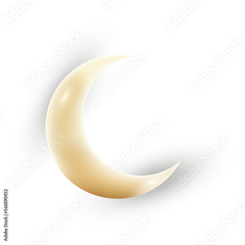Ramadan 3D moon icon element on transparent background