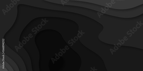 Abstract black Papercut banner concept. Paper carve black background for card poster brochure flyer design in lines black colors. Vector illustration. Cover layout template. Material design concept.
