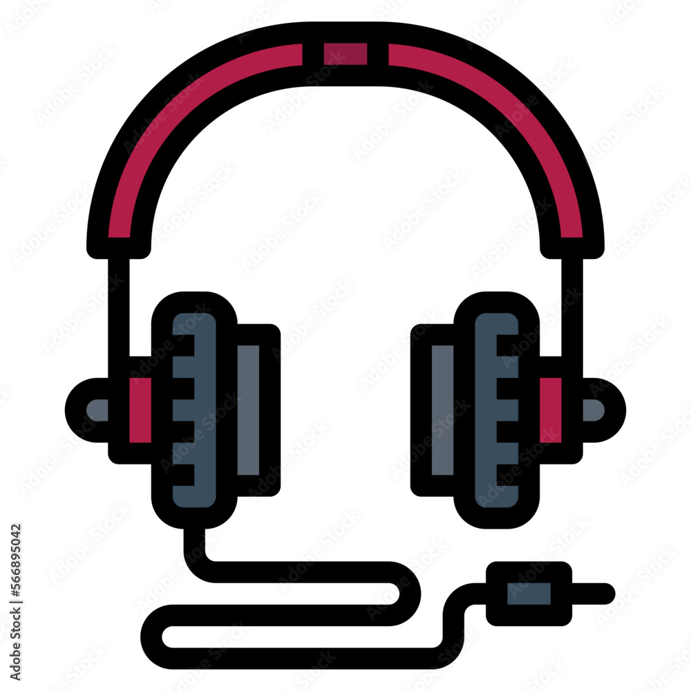 Headphones filled outline icon style Headphones filled outline icon style