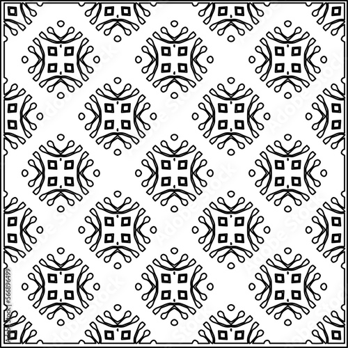 Stylish texture with figures from lines. Abstract geometric black and white pattern for web page, textures, card, poster, fabric, textile. Monochrome graphic repeating design. © t2k4