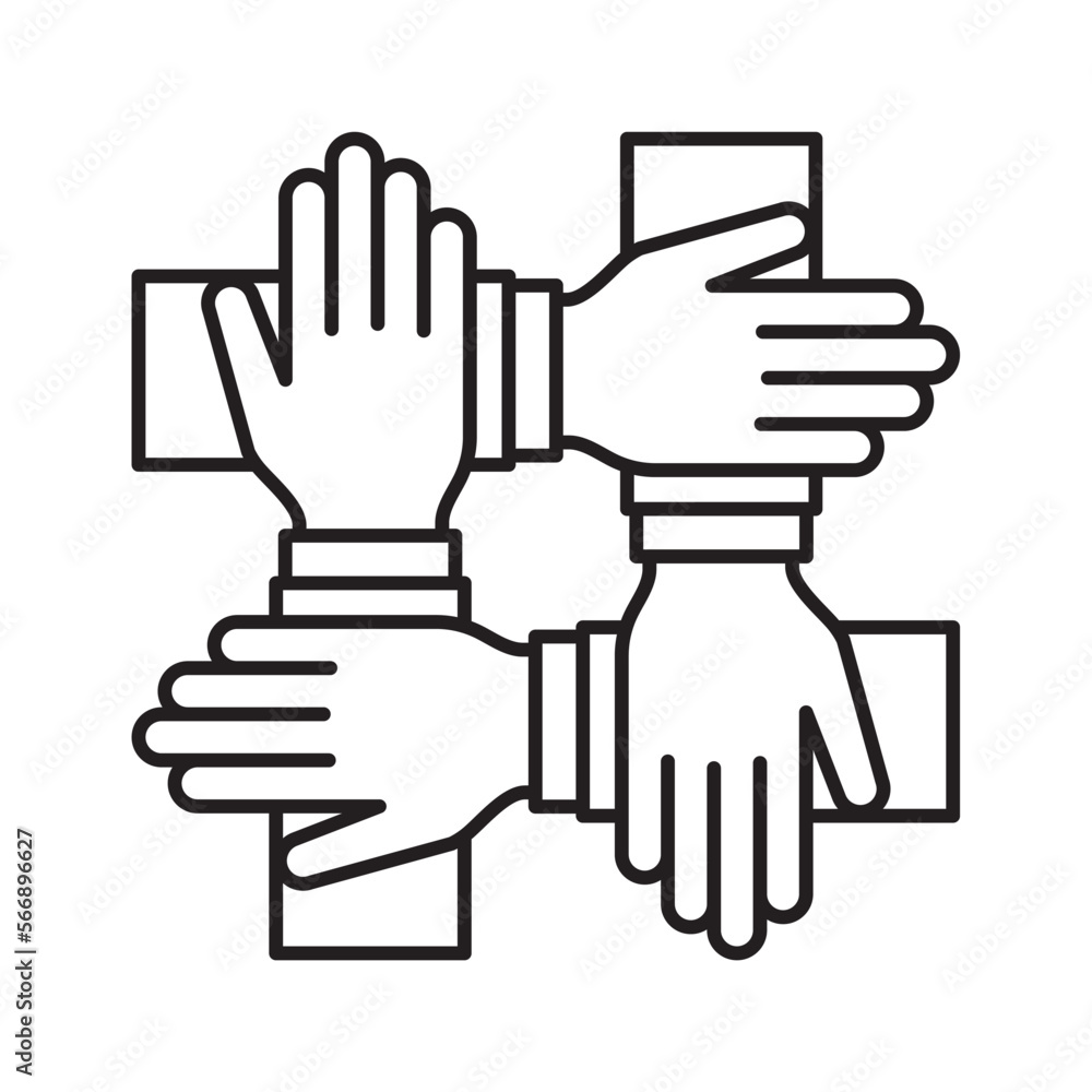 Four hands icon flat design vector illustration. Four hands icon flat design vector illustration.