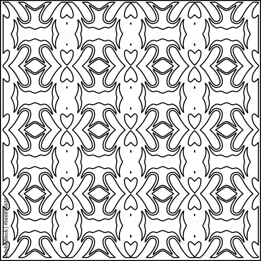 Stylish texture with figures from lines.
Abstract geometric black and white pattern for web page, textures, card, poster, fabric, textile. Monochrome graphic repeating design.