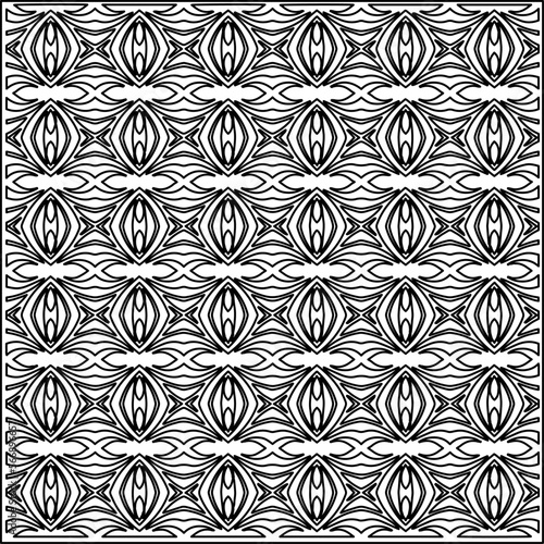 Stylish texture with figures from lines. Abstract geometric black and white pattern for web page, textures, card, poster, fabric, textile. Monochrome graphic repeating design.