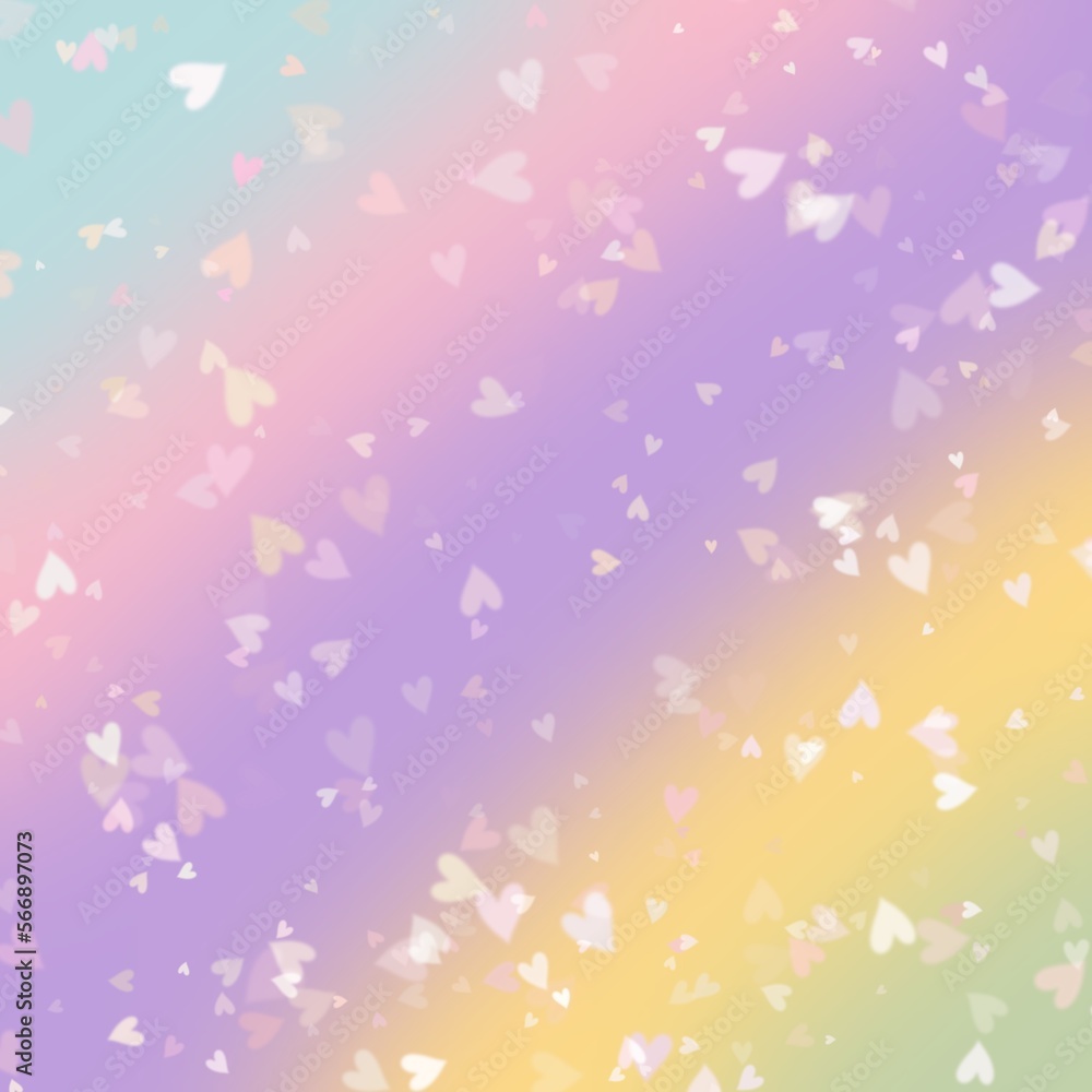 Hearts Bokeh Pastel Rainbow Ombre Gradient Background