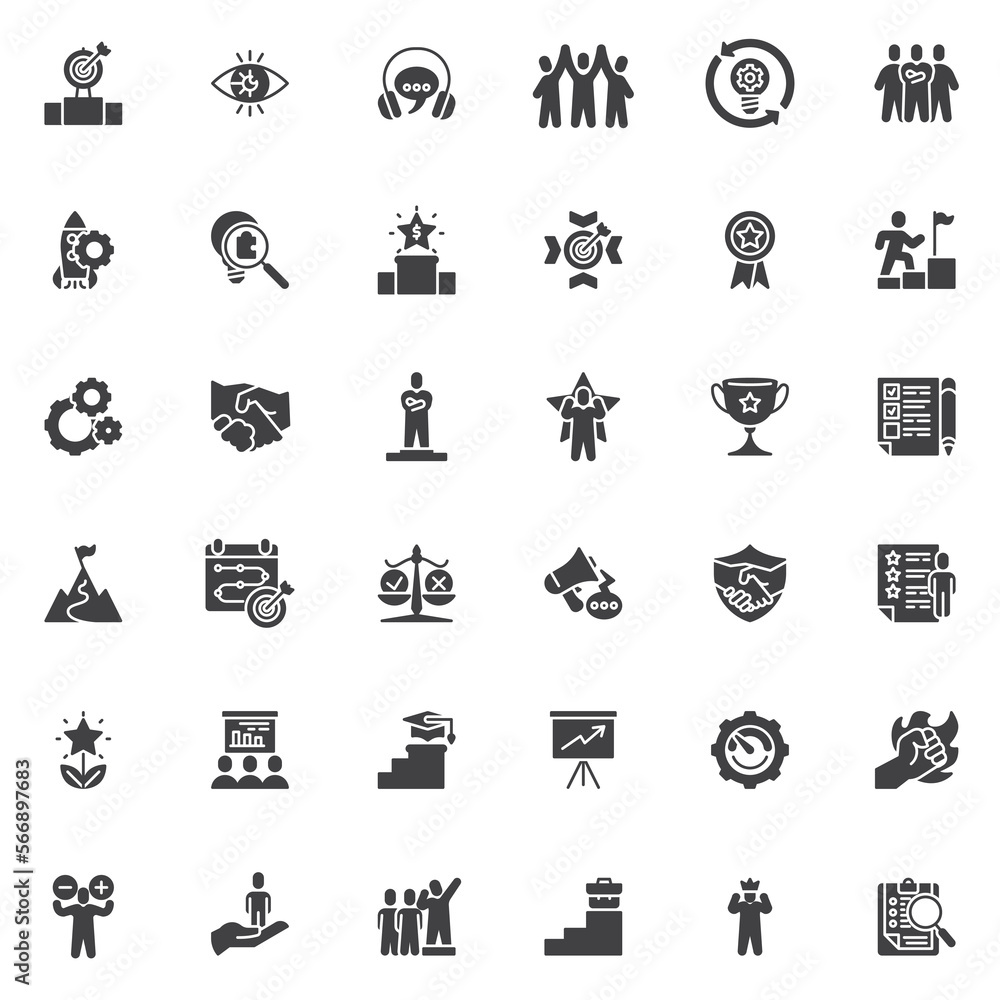 Motivation process vector icons set Motivation process vector icons set