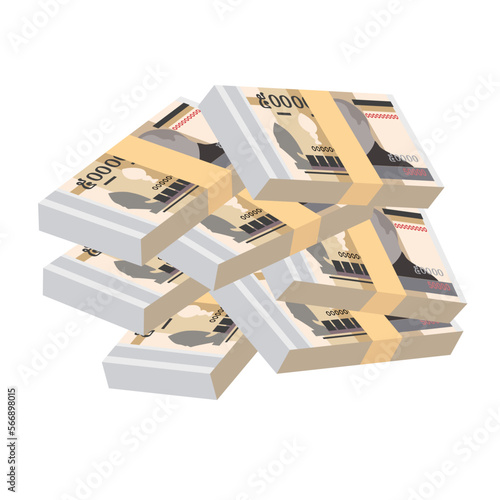 Cambodian Riel Vector Illustration. Cambodia money set bundle banknotes. Paper money 50000 KHR. Flat style. Isolated on white background. Simple minimal design.