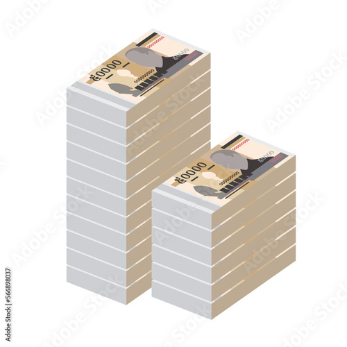 Cambodian Riel Vector Illustration. Cambodia money set bundle banknotes. Paper money 50000 KHR. Flat style. Isolated on white background. Simple minimal design.