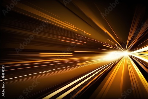 abstract speed of light, light trails background in dark night city generative ai