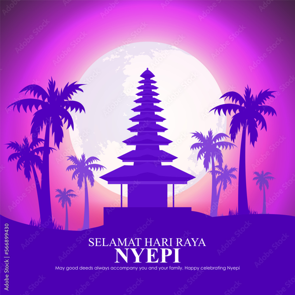 Obraz premium Vector illustration of Hari Raya Nyepi banner