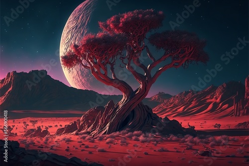 Spiritual tree in red planet