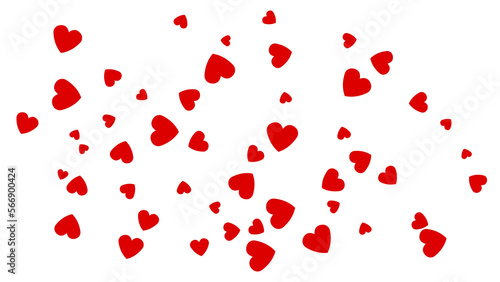 Red hearts of various sizes on white background. 3D illustration. PNG file format.