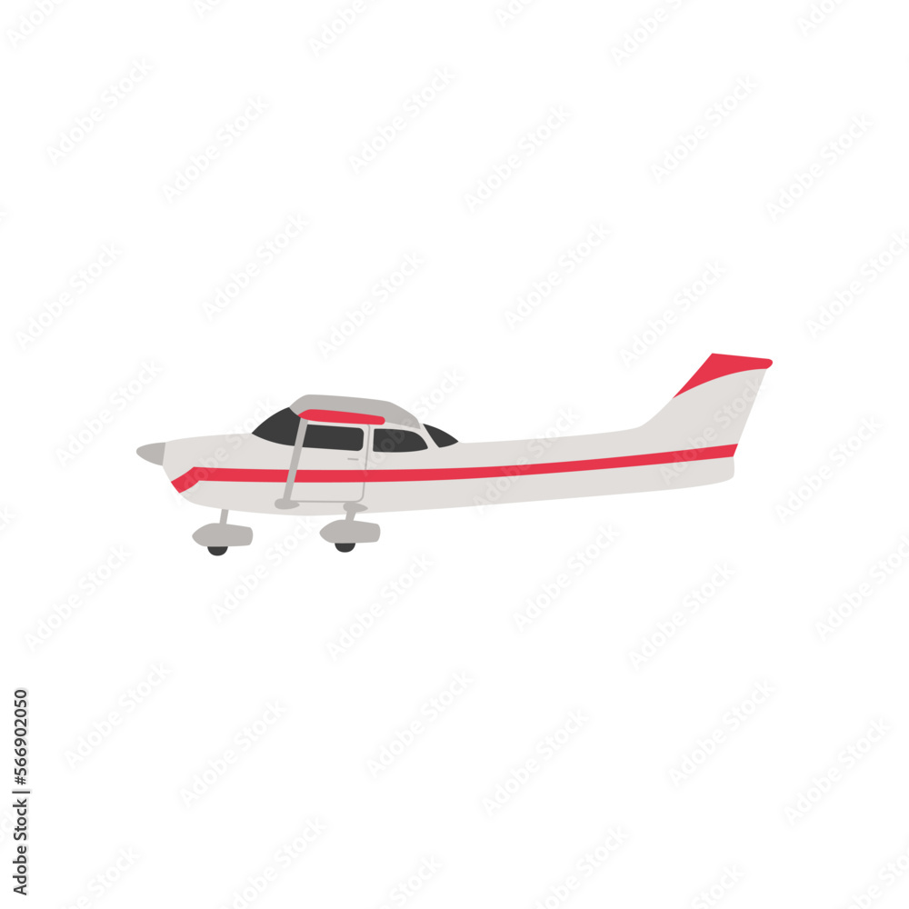 Side view of plane vector illustration. Flying propeller airplane, side view of aircraft isolated on white background. Tourism, aviation industry concept Side view of plane vector illustration. Flying propeller airplane, side view of aircraft isolated on white background. Tourism, aviation industry concept