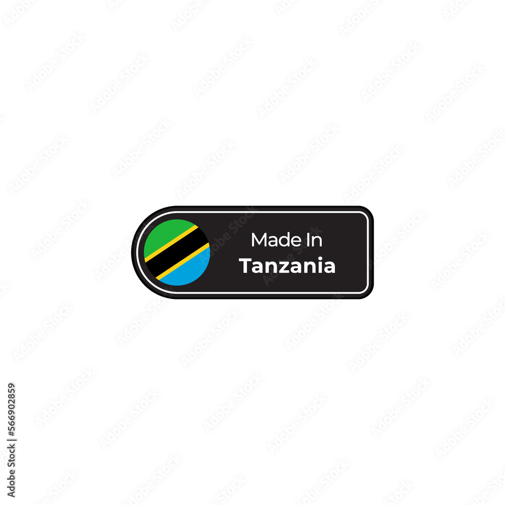 Made in Tanzania png black label design with flag Made in Tanzania png black label design with flag