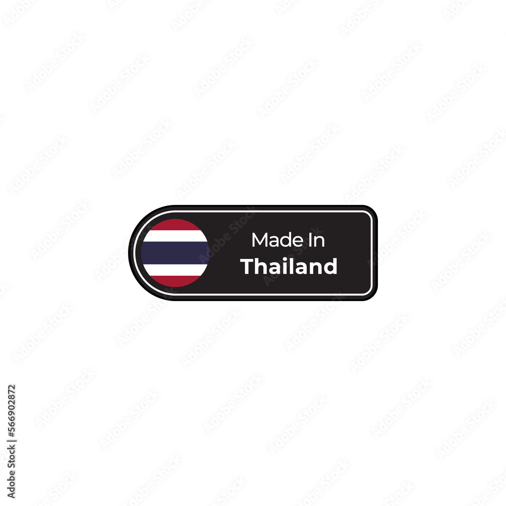 Made in Thailand png black label design with flag Made in Thailand png black label design with flag