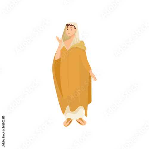 Man in traditional Roman clothes vector illustration. Adult male character in toga or tunic isolated on white background. History, Ancient Rome or Greece concept