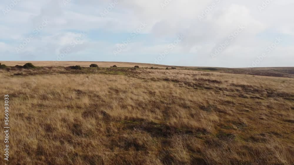 Pushing Aerial View Over Moorland Revealing Countryside Road in Exmoor UK 4K Pushing Aerial View Over Moorland Revealing Countryside Road in Exmoor UK 4K