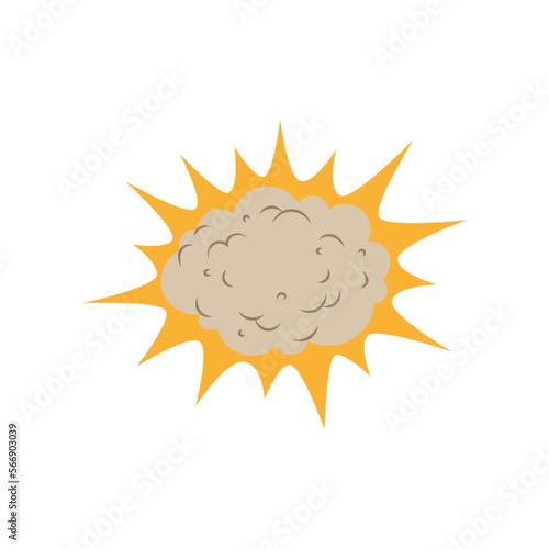 Explosion and smoke vector illustration. Cartoon drawing of bomb blast, fire, cloud of smoke after burst on white background. War, armament concept