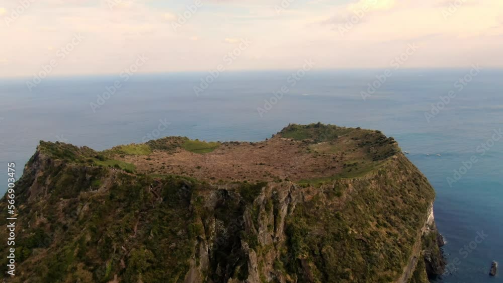 Seongsan ilchulbong Drone Panoramic View in 4K Seongsan ilchulbong Drone Panoramic View in 4K