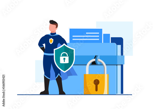 Global data security, personal data security, cyber data security online concept illustration, Internet security or information privacy & protection idea, software access data as confidential