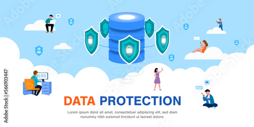 Global data security, personal data security, cyber data security online concept illustration, Internet security or information privacy & protection idea, software access data as confidential