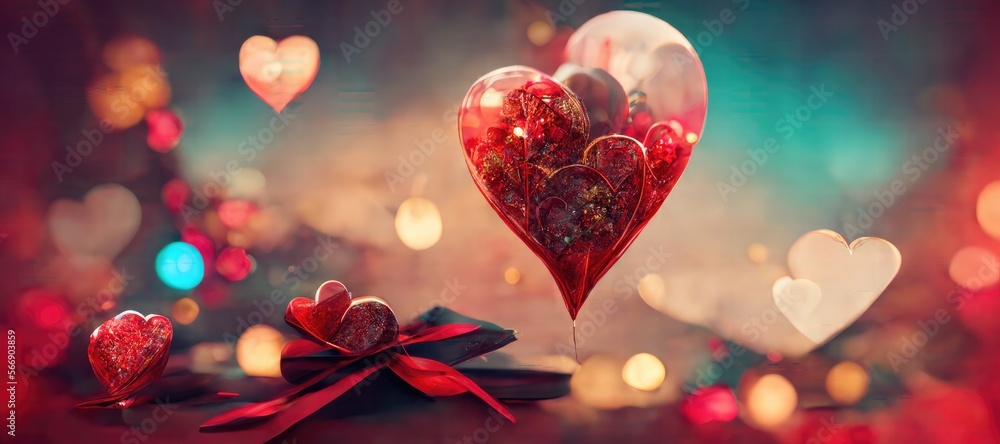 valentine day with many heart shiny blurred background. generative ai valentine day with many heart shiny blurred background. generative ai