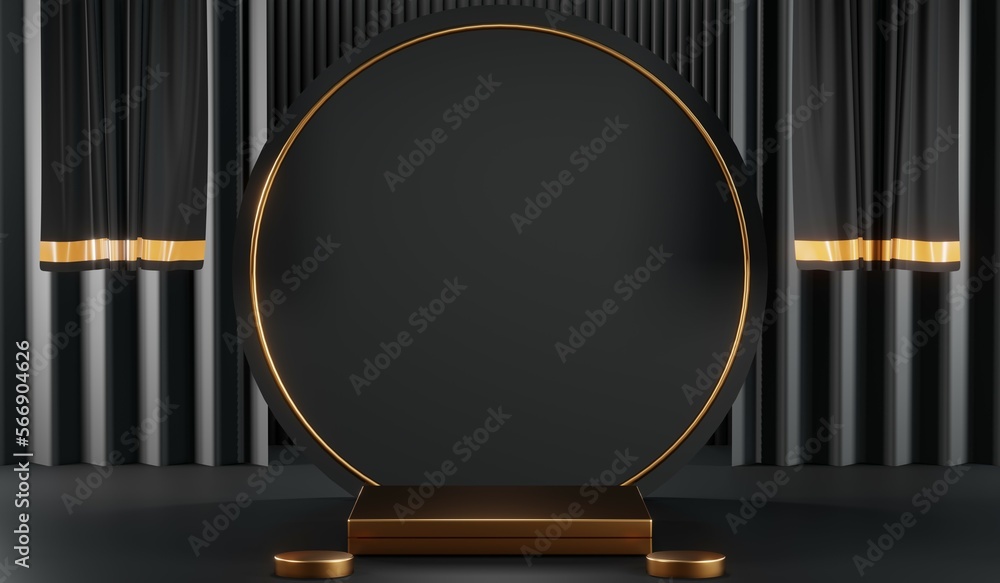 3D rendering of black and gold mockup background for black friday product on mockup 3D rendering of black and gold mockup background for black friday product on mockup