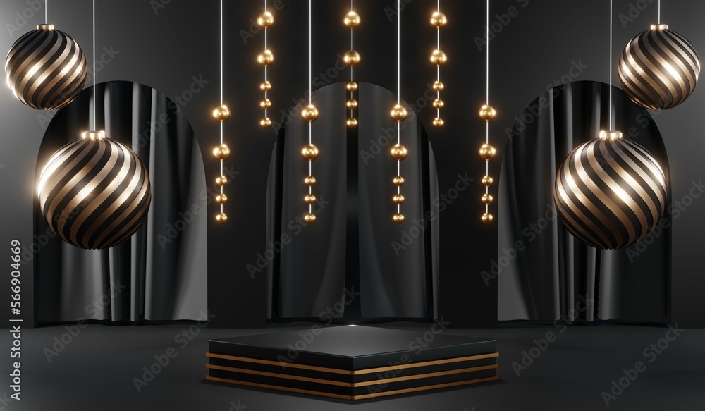 3D rendering of black and gold mockup background for black friday product on mockup 3D rendering of black and gold mockup background for black friday product on mockup