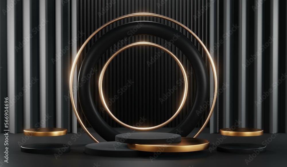 3D rendering of black and gold mockup background for black friday product on mockup 3D rendering of black and gold mockup background for black friday product on mockup