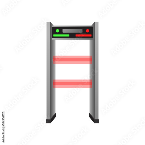 Metal detector gate flat vector illustration. Metal detector entrance gate in airport isolated on white background. Security, traveling concept