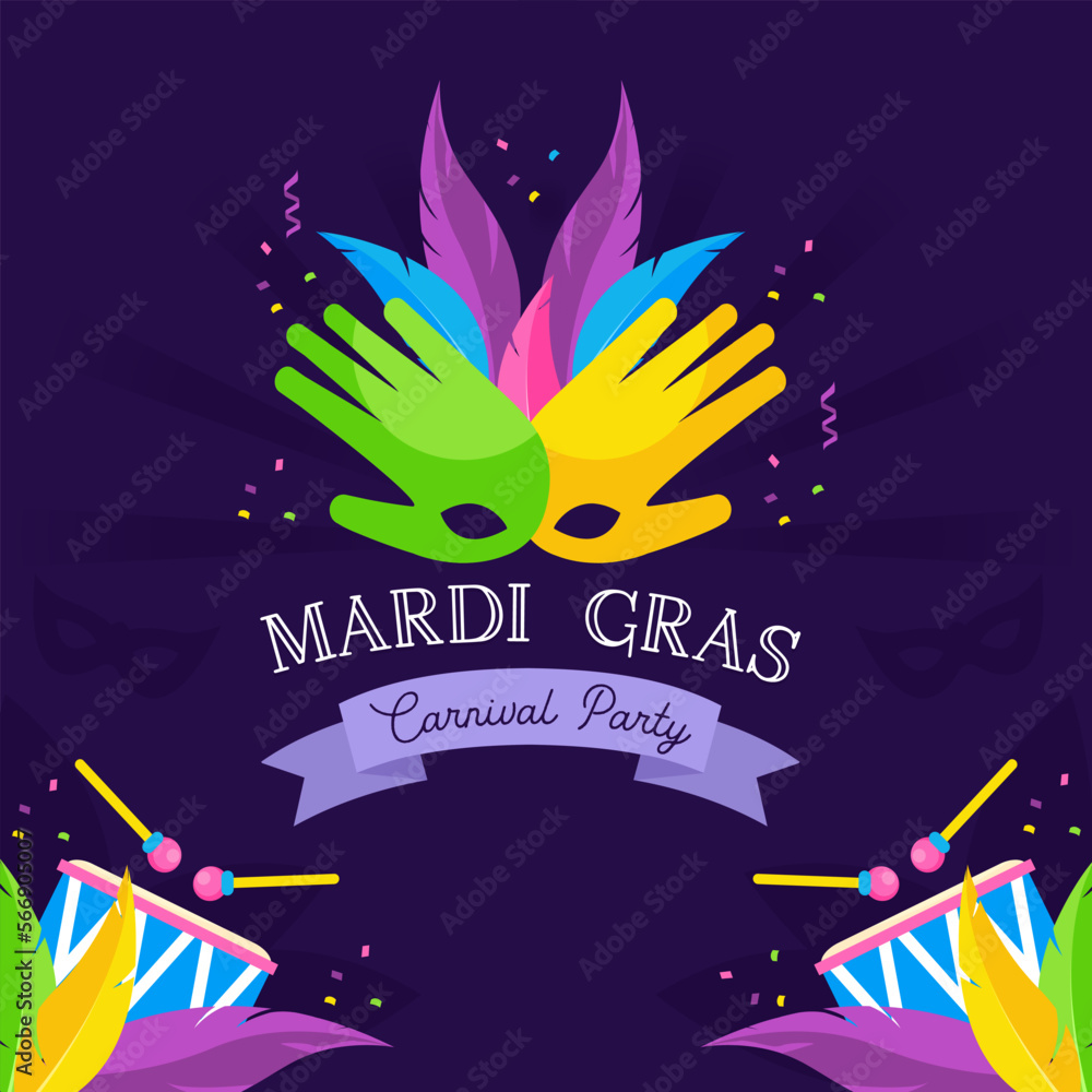 Happy Mardi Gras Carnival Festive vector design element