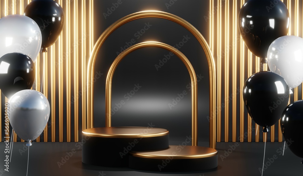 3D rendering of black and gold mockup background for black friday product on mockup 3D rendering of black and gold mockup background for black friday product on mockup