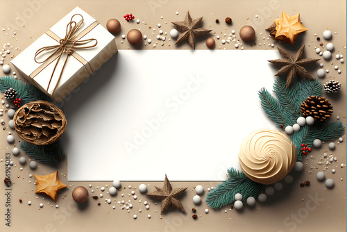 Blank Holiday Banner with Side Design and Realistic Top View Shot, Generative AI