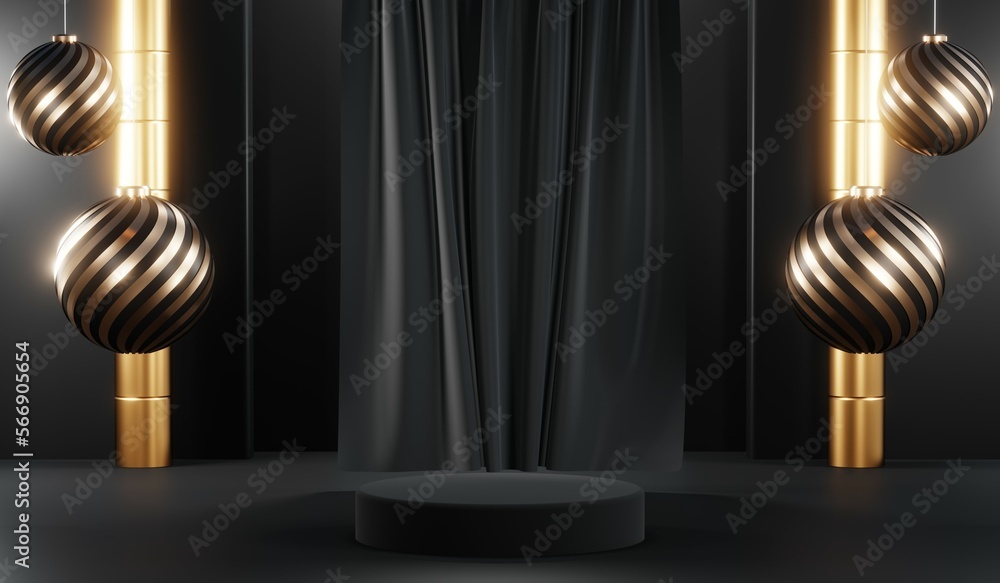 3D rendering of black and gold mockup background for black friday product on mockup 3D rendering of black and gold mockup background for black friday product on mockup