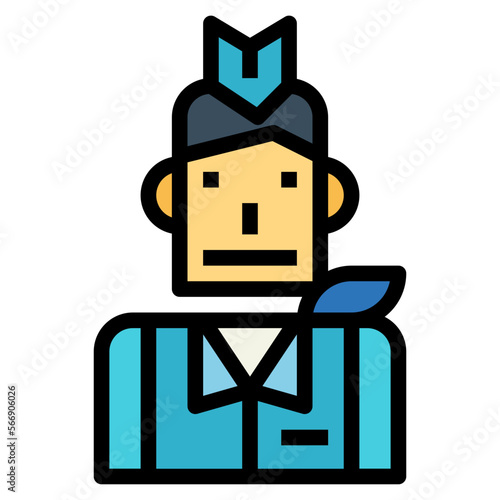 Flight attendant filled outline icon style