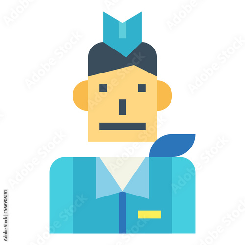 Flight attendant flat icon style
