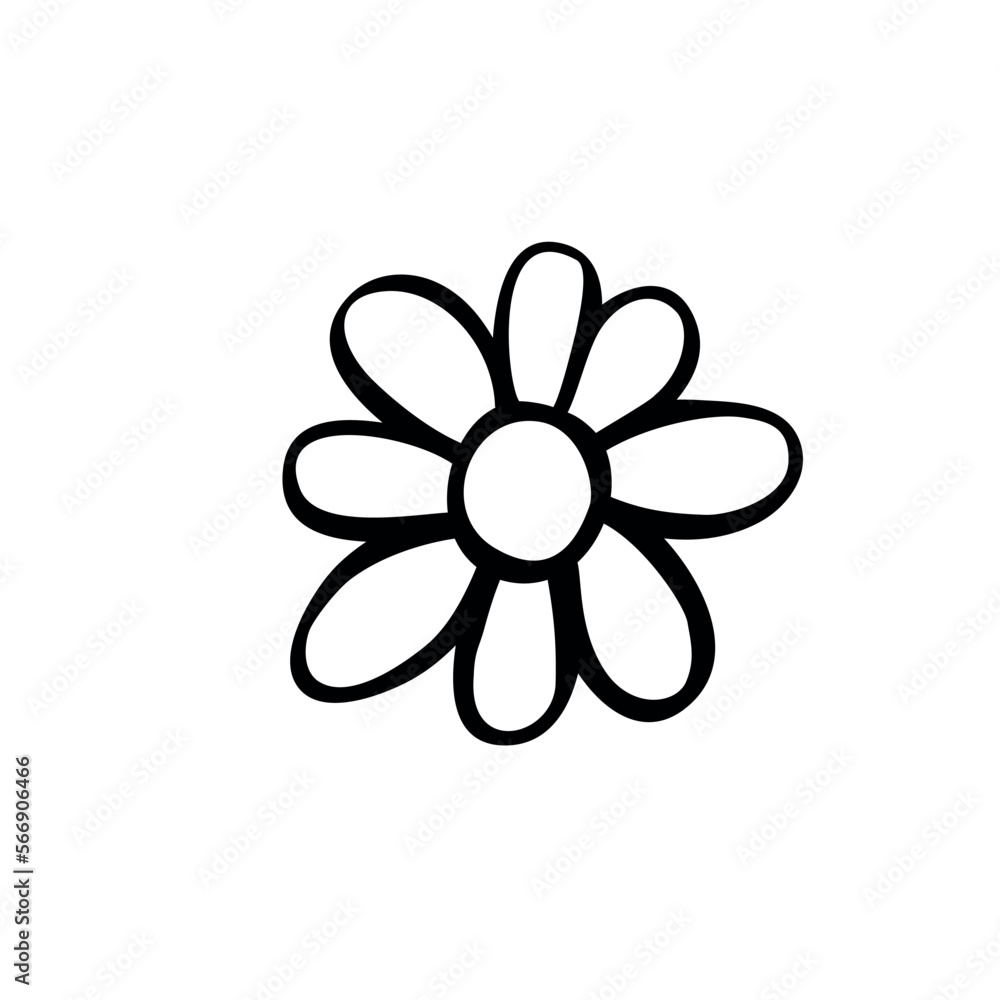 Flower icon. Hand drawn simple black outline vector illustration clip art in doodle style, isolated on white background Flower icon. Hand drawn simple black outline vector illustration clip art in doodle style, isolated on white background