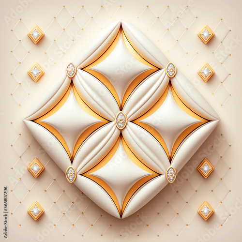 3d wallpaper white rhombus with a flower inside