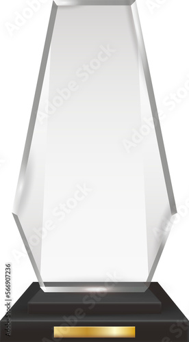 Transparent Realistic Blank Acrylic Glass Trophy Award