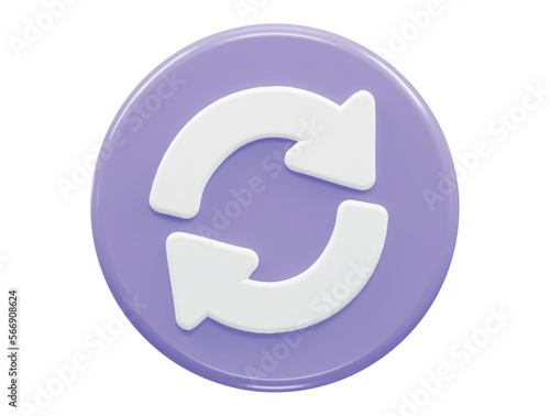 Refresh icon 3d rendering vector illustration